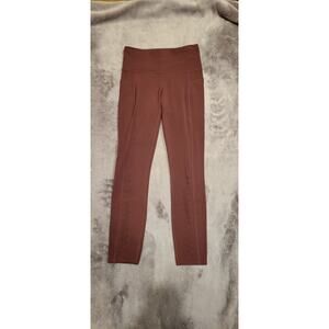 Athleta Leggings Womens XS High Rise Pocket Perforated Athletic Yoga Burgundy